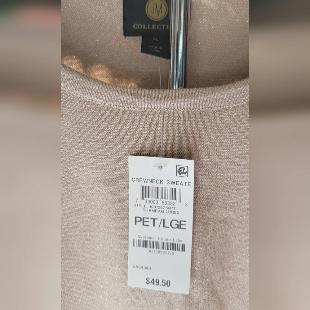 NWT JM Collection Gold speckled crewneck - Picture 2 of 5